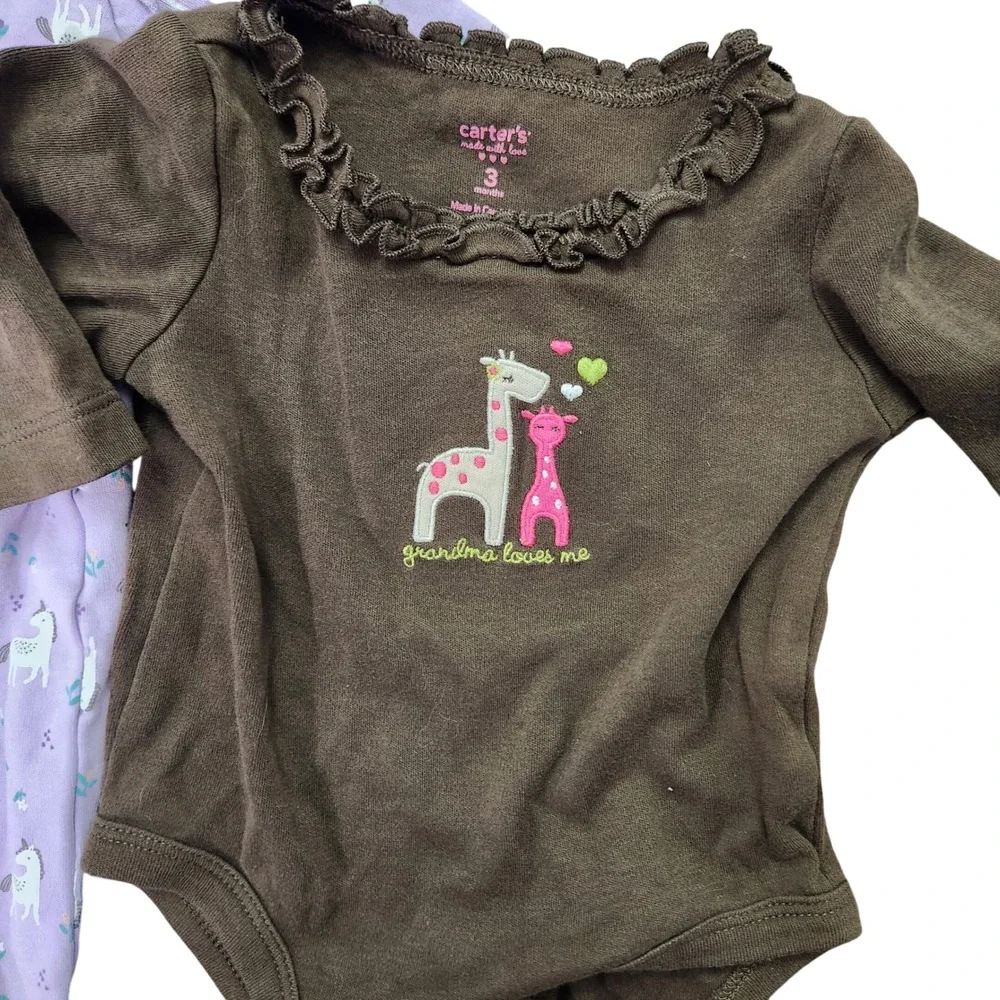 Baby 0-3 Month Lot of 5 items‎ Pajamas, Bodysuits Carters Betsey Johnson Baby
